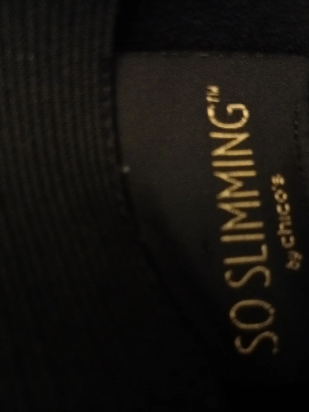 Chico's Black 'So Slimming' Pants with Gold Label. Tiny White polka Dots.